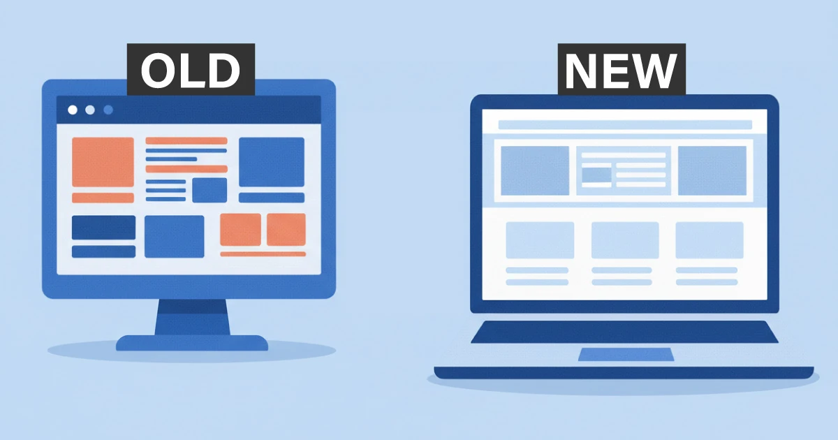 古いデザインのホームページと新しいデザインのホームページの比較